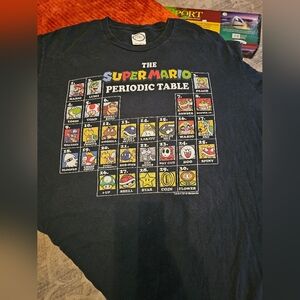 Vintage Style Super Mario Periodic Table T-Shirt - Black Xl